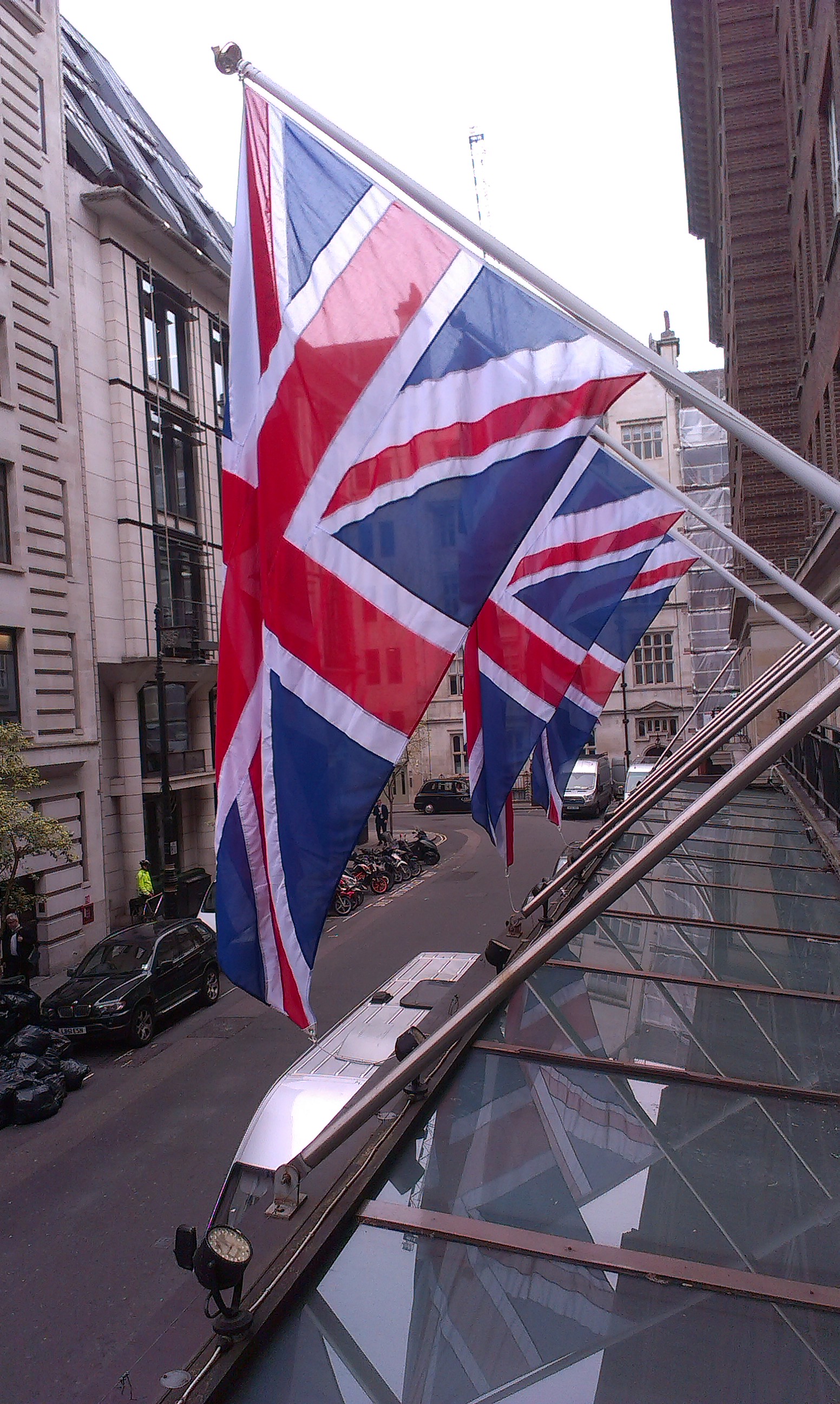Angled flagpole installation