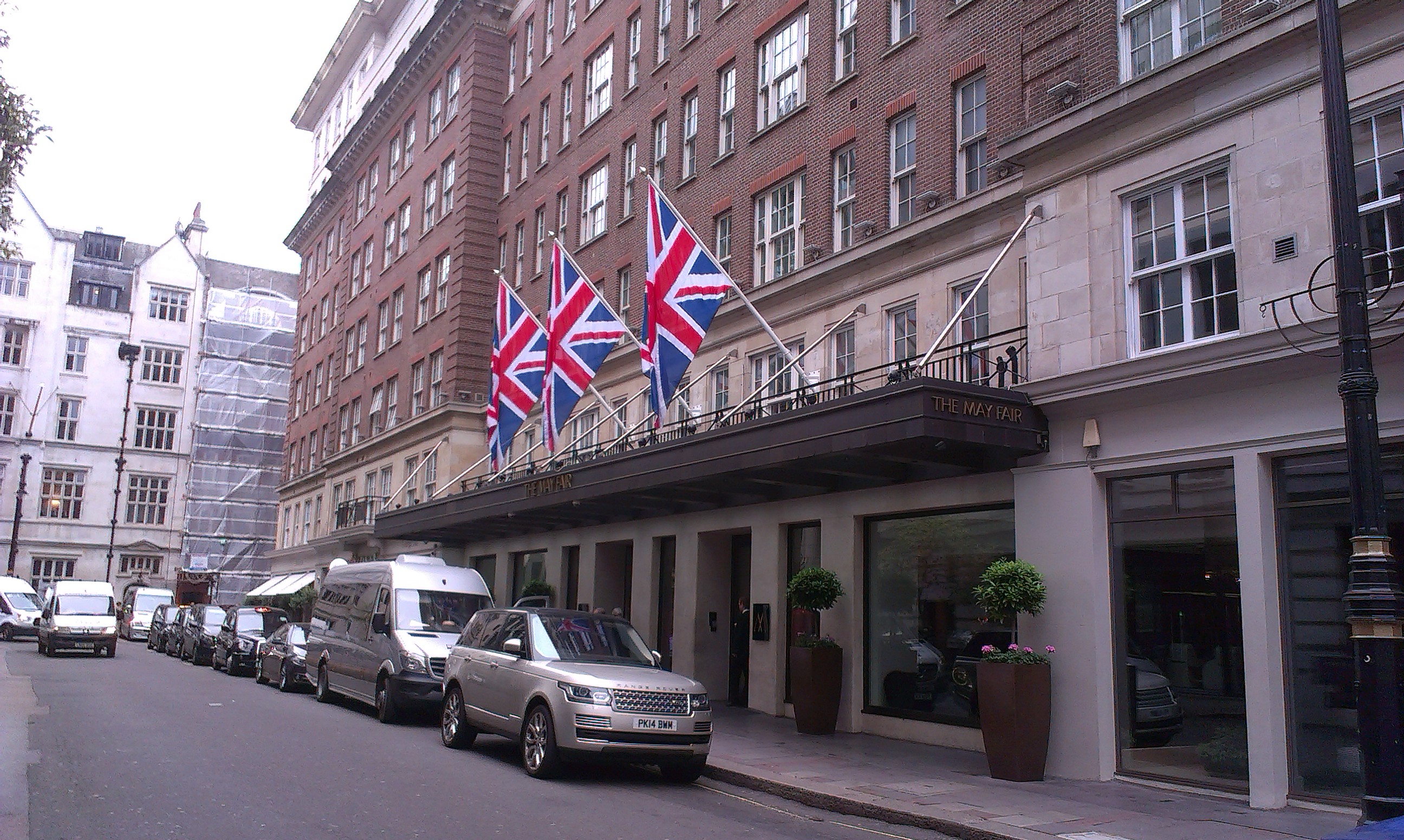 hotel angled flagpole and flag