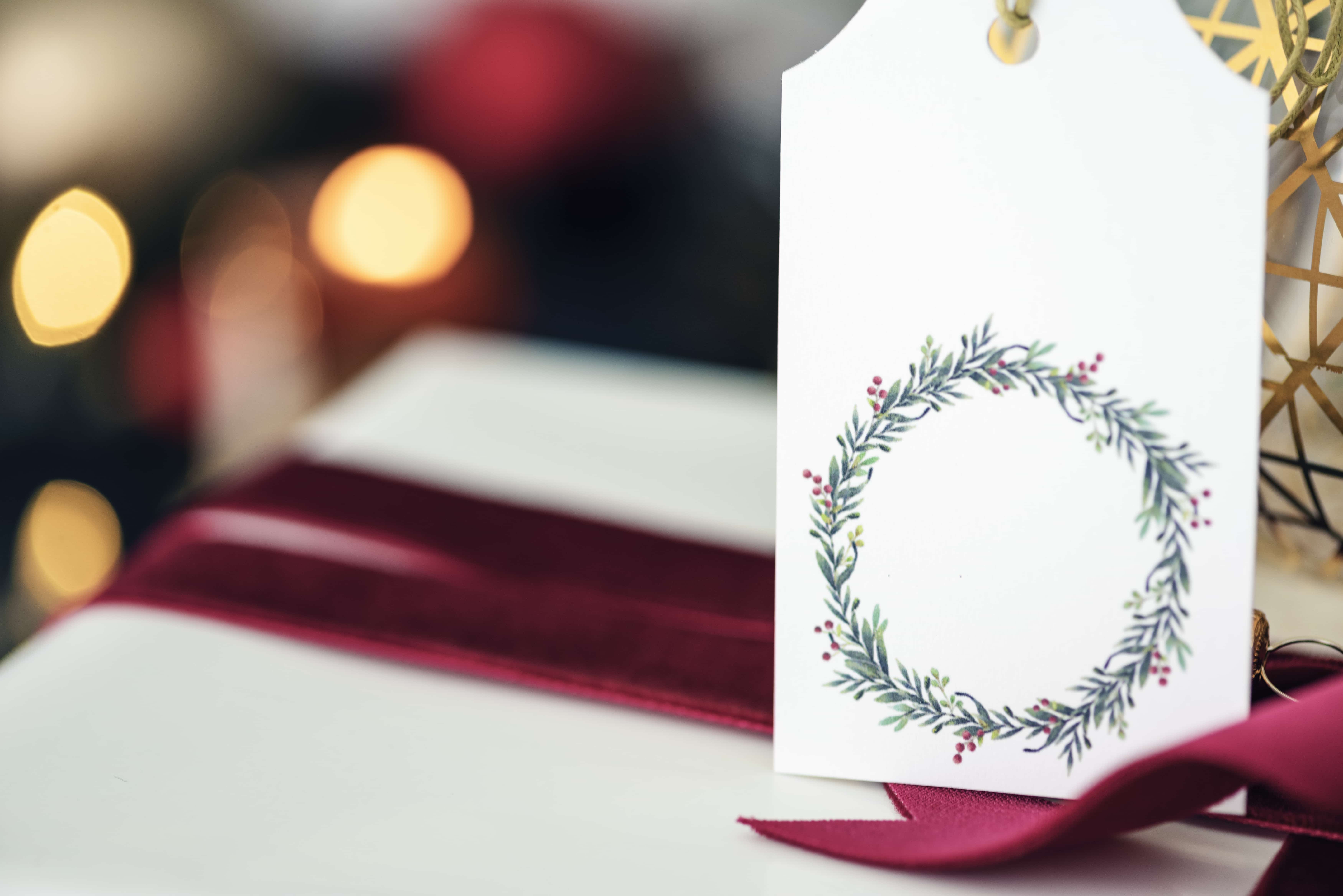 Corporate Christmas event, Holiday-themed gift tag.