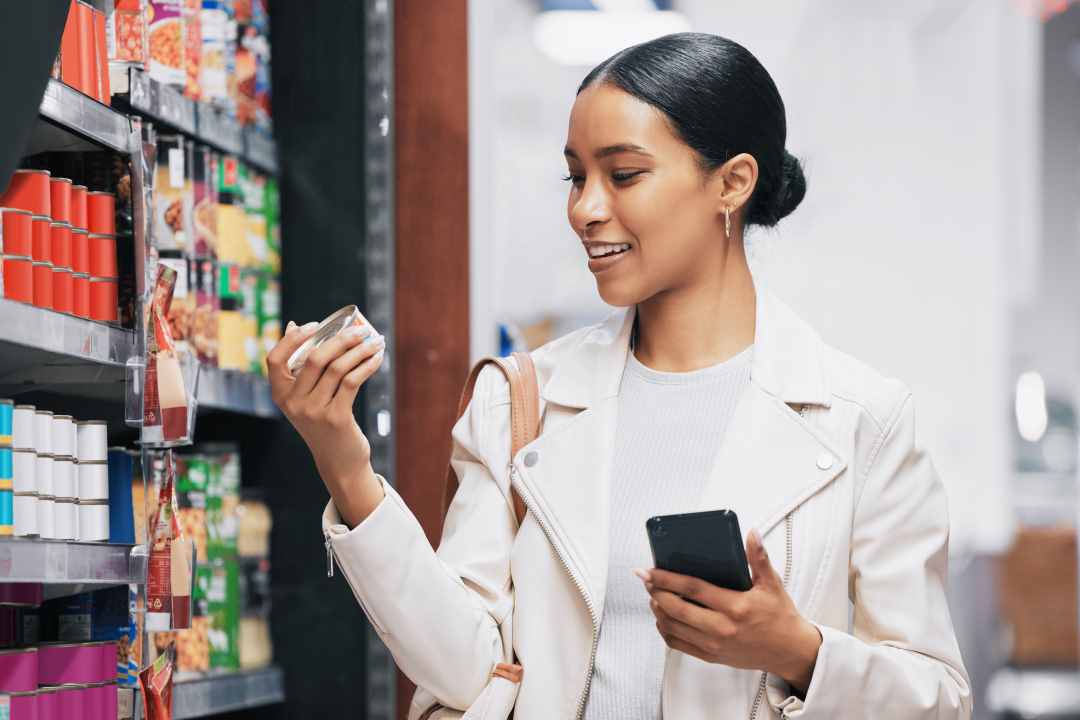 importance of product display stands, a woman looking at a product