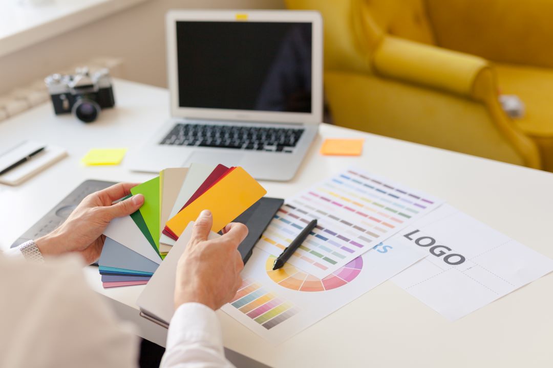 custom product display stands, a woman choosing a colour