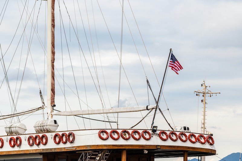 Boat Flag Etiquette, the American flag on a boat.