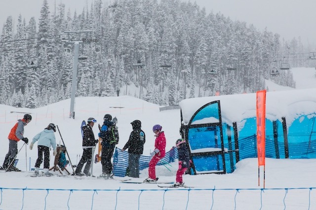 Ski Resort Marketing, multiple skiers on a ski slope.