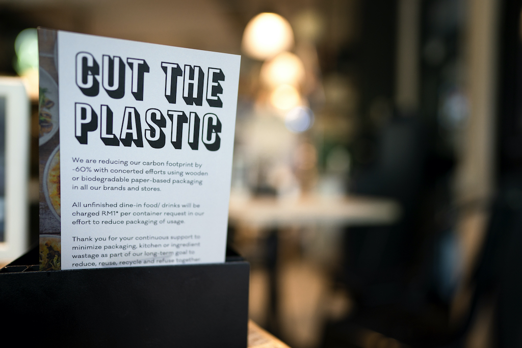 Eco-friendly marketing, poster explaining shop's eco-friendly initiatives