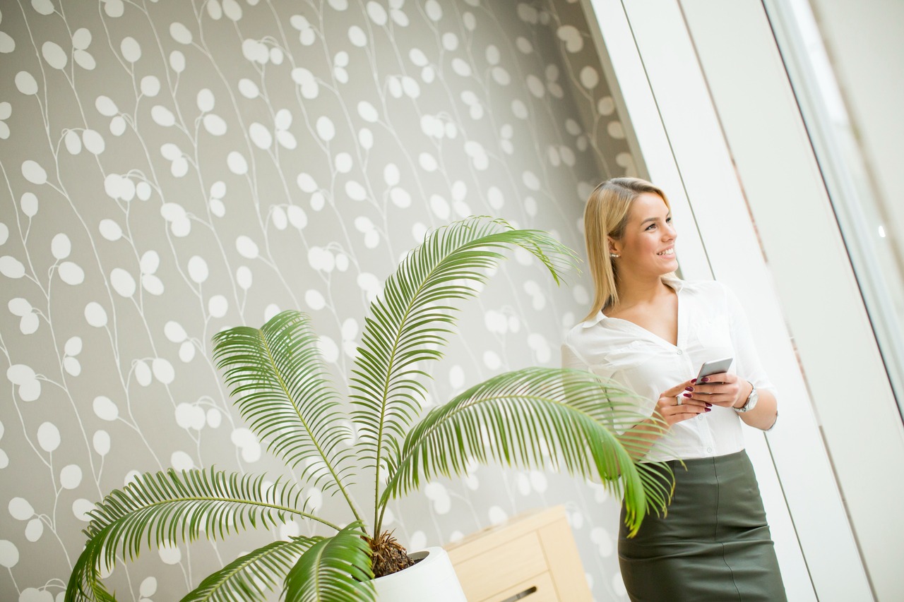 Office refurbishment guides suggest custom wallpapers to mimic natural elements.