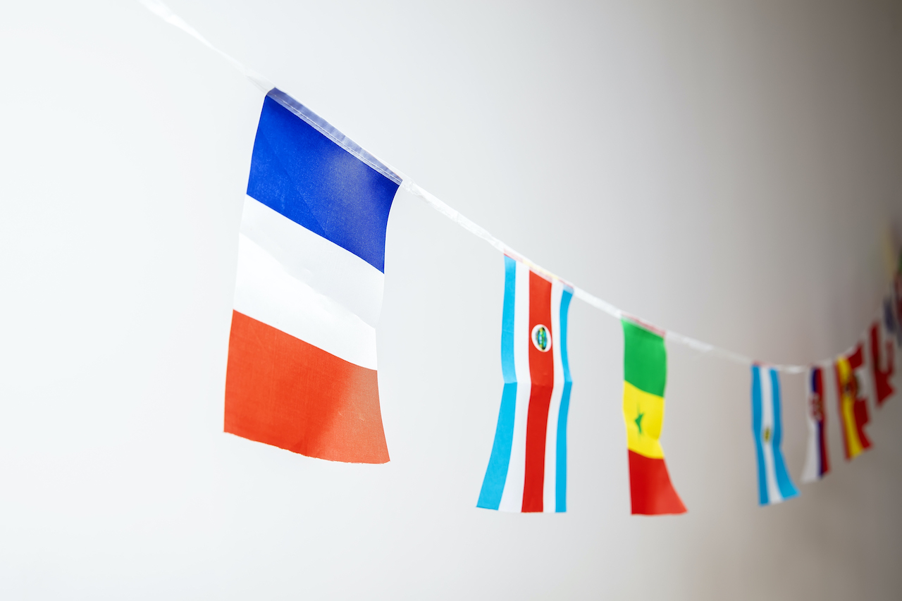 European national flags, national flags as bunting.